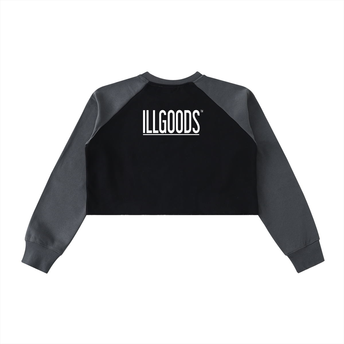 Raw-Hem Color-Block Raglan Crop Sweatshirt