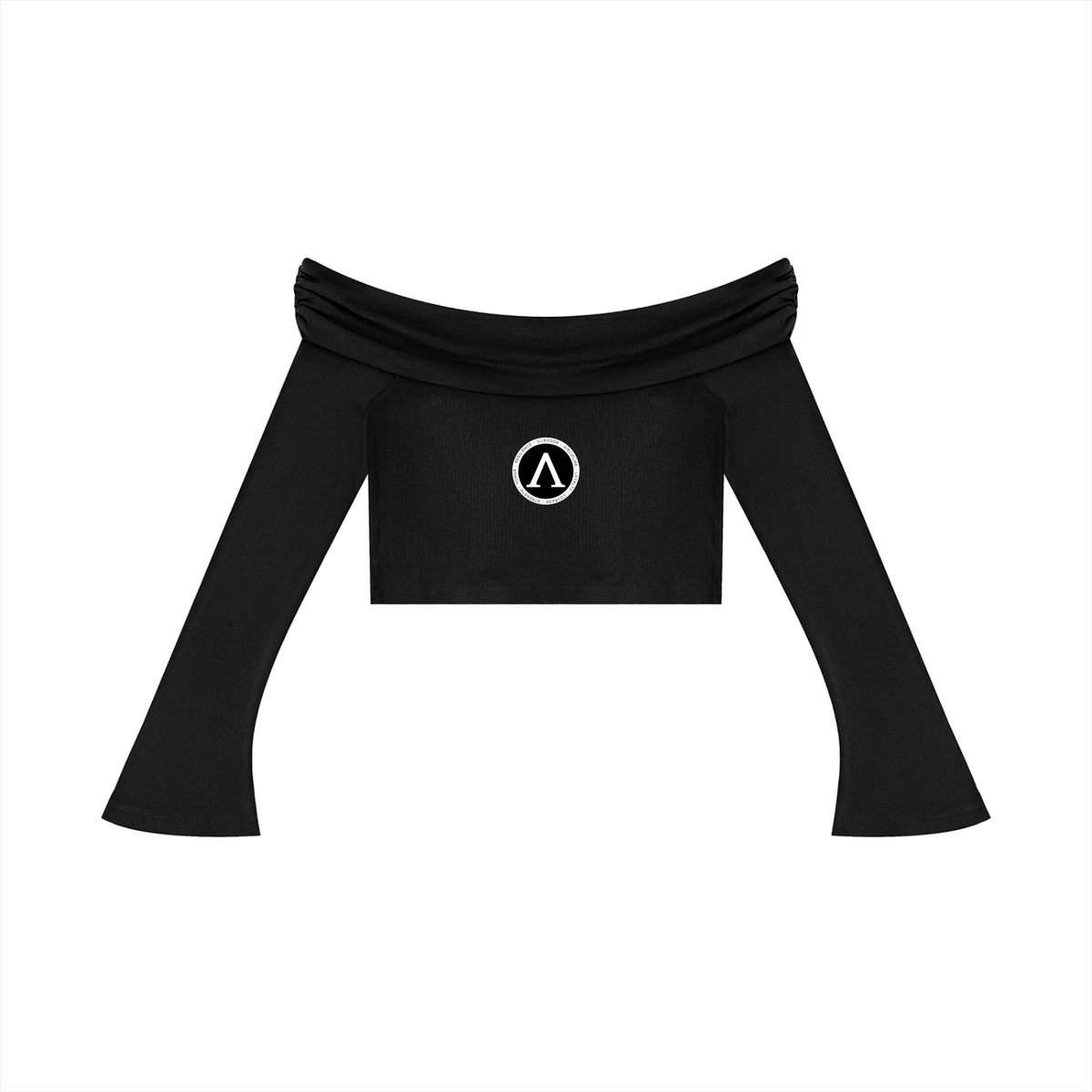 Women's Off-the-Shoulder Bell Sleeve Crop T-Shirt