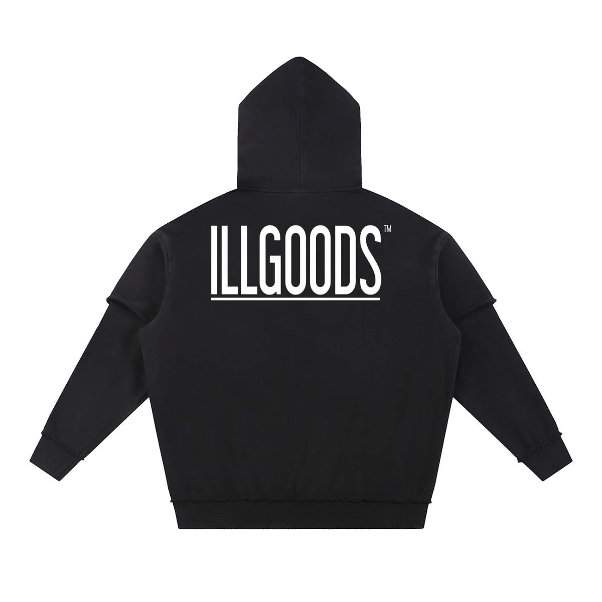 Snow Washed Raw Edge Double Layered Hoodie