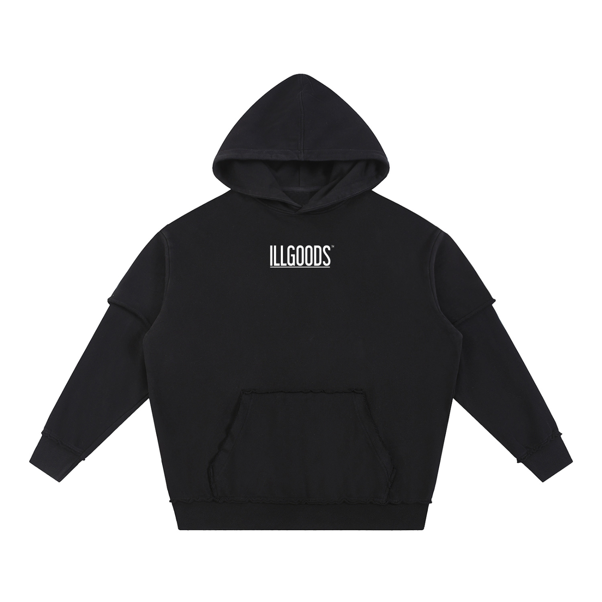 Snow Washed Raw Edge Double Layered Hoodie