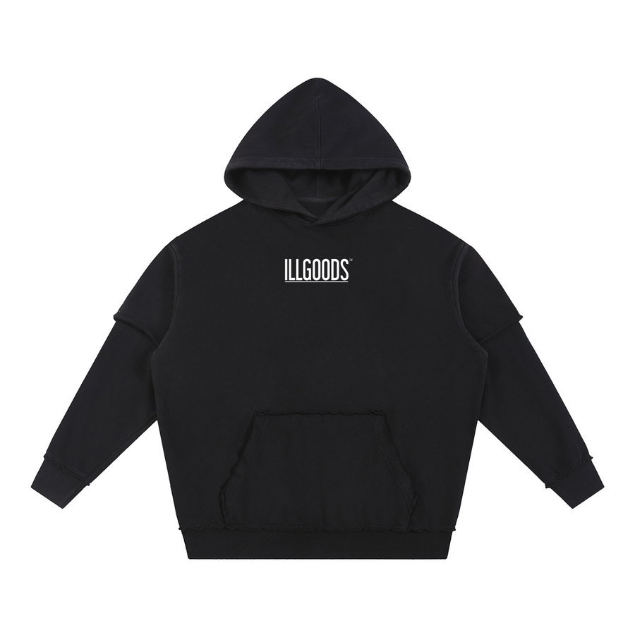 Snow Washed Raw Edge Double Layered Hoodie