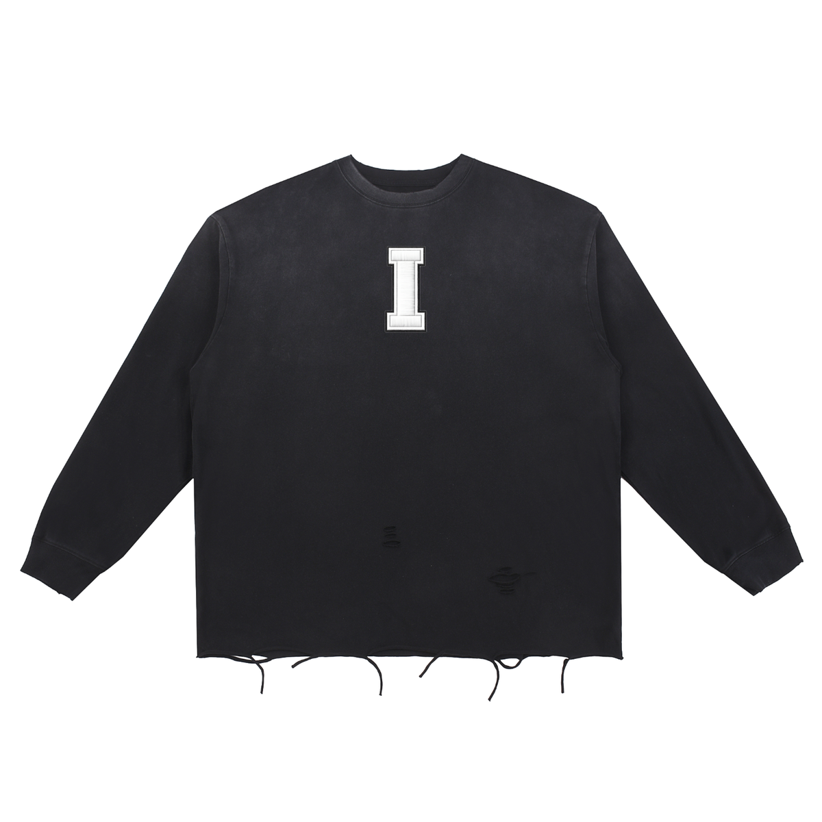 Snow Wash Raw Edge Cotton T-Shirt