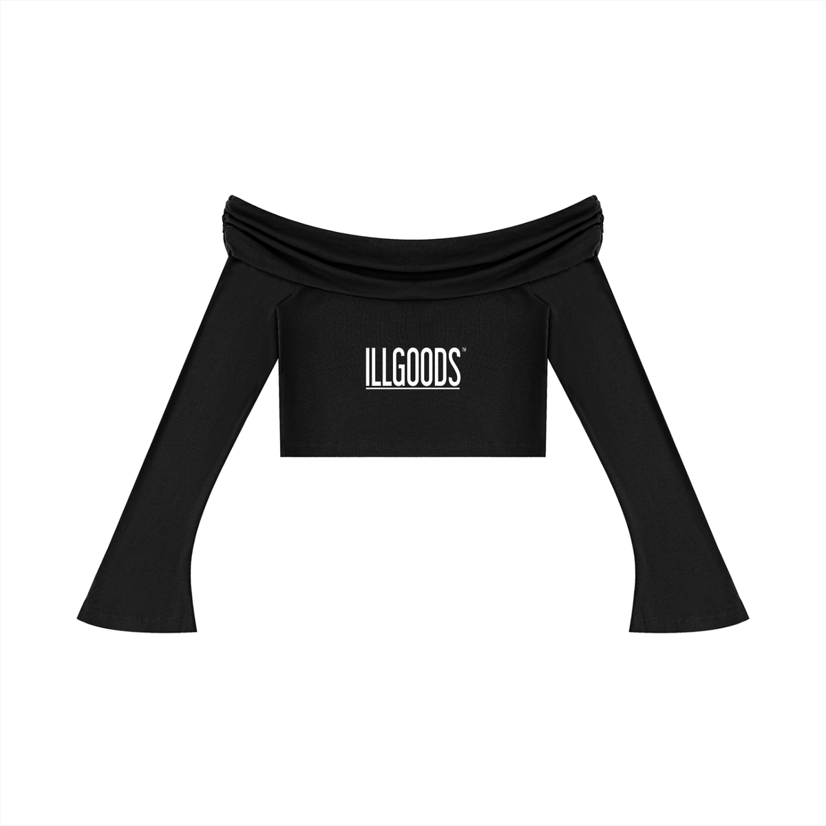 Women's Off-the-Shoulder Bell Sleeve Crop T-Shirt